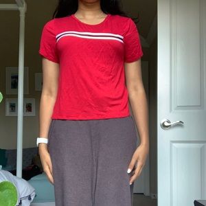 Super soft Red baby tee with stripe